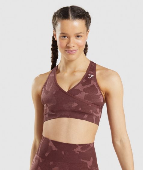 Women's Gymshark Adapt Camo Seamless Sports Bra Dark Brown | CA 7015DA